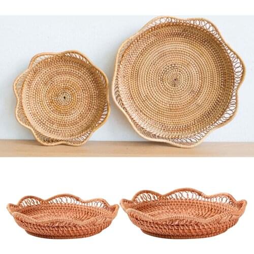 Hand-Woven Tea Tray Food Serving for Dinner Parties Coffee Breakfast Fruit