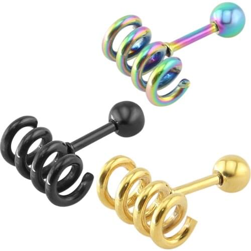 Punk Stud Earrings Jewelry Biker Design Stainless Steel Stud Ear Gold Black Color Earrings For Women Body Piercing Jewelry Brinc