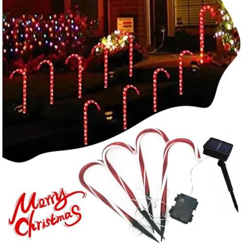 Solar Power Christmas Candy Cane Lights Outdoor Warm LED Home Garden Pathway Yard Lawn Lights New Year Christmas 2
