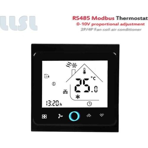95-240VAC 24VAC 0-10V FCU 3 speed Modbus RS485 Room Thermostat for cooling / heating