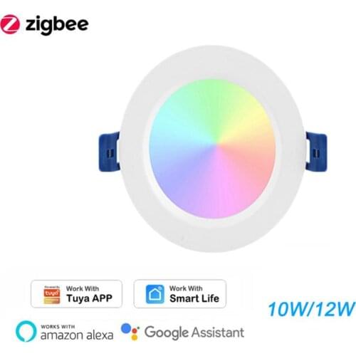 Tuya Zigbee Smart LED Downlight 10W/12W RGBCW Smart Home Round Ceiling Lamp Spotlight Smart Life Alexa Google Home Smartthings