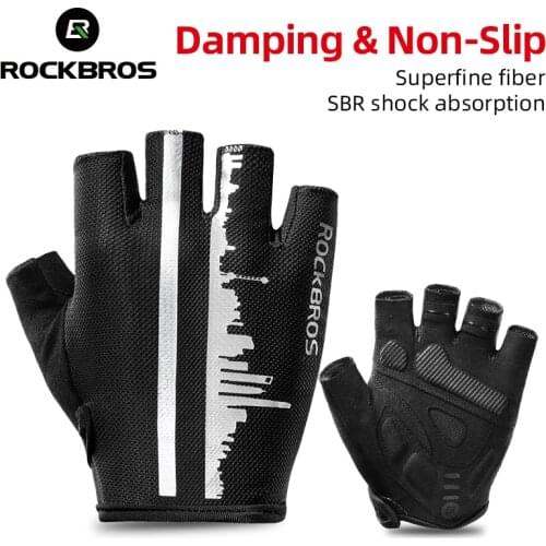 ROCKBROS Summer Cycling Half Finger Gloves Anti-slip Breathable Bicycle Gloves Men Women Anti-sweat Reflective Bike Gloves