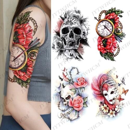 Waterproof Temporary Tattoo Sticker Lion Fake For Men Women Realistic Compass Tatoos Body Art Arm Sleeve Thigh Tatoo Women