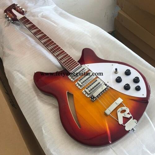 High-quality 360 electric guitar, 12-string F-hole guitar, cs paint, half empty center, Korean pickup truck, in stock