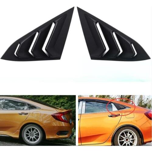 YAQUICKA 2x Car Rear Window Quarter Side Vent Louvers Scoop Cover Trim Sticker For Honda Civic 10th 2016 2017 Car-styling Parts