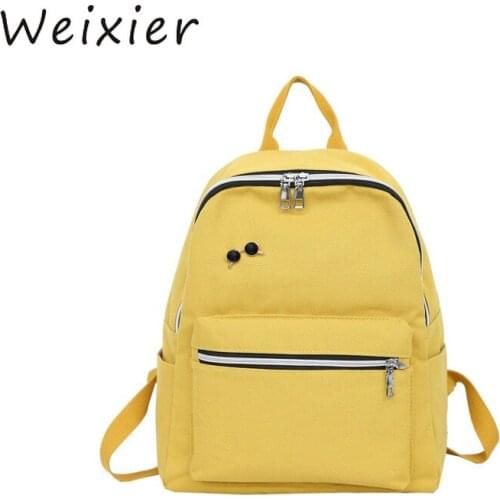 WEIXIER 2019 Eyeglasses Women Canvas Backpack Female shoulder Bag School bags for teenager girls casual solid backpacks V4-37
