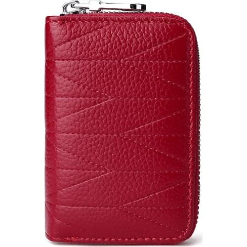 Business Card Holder Female Cow Leather Card Wallet Prevent RFID Red/pink/blue/black/purple/orange Women Credit Card Holder Case