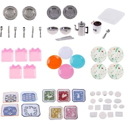 1Set Ceramic Scale 1:12 Doll House Miniature Porcelain Tea Cup Set Tableware Kitchen Dollhouse Teapot DIY Toys