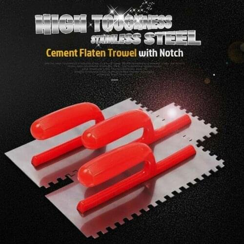 1PCS 28x12cm Plastering Finishing Trowel Steel Blade Notched Blade ABS Square Durable Non-Stick Sharp Plastic Handle And J1N3