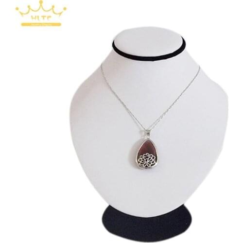 18CM Black Velvet Necklace Display Stand White Leather Necklace Holder Jewelry Display Stand Rack