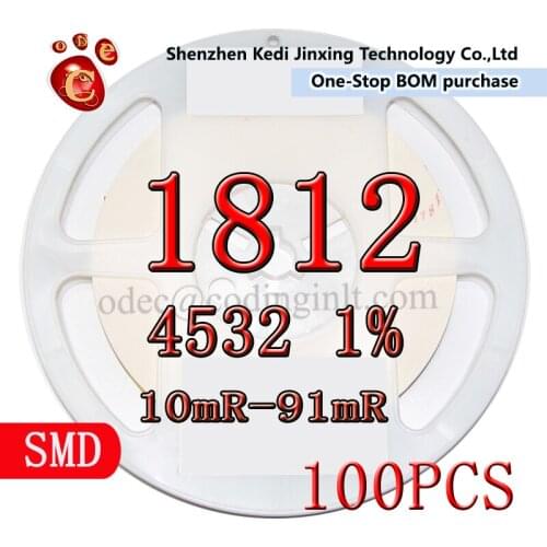 1812 4532 1% SMD resistor 100pcs 10mR 12mR 15mR 20mR 22mR 24mR 30mR 33mR 36mR 39mR 43mR 47mR 51mR 56mR 62mR 68mR 75mR 82mR 91Mr