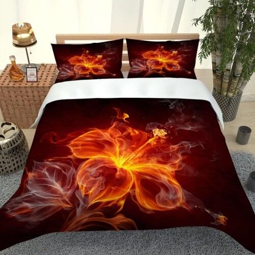 2020 Hot Style Bedding Set 3d Digital Fire Flower Printing 2/3pcs Duvet Cover Set Single Twin Double Full Queen King Bedding