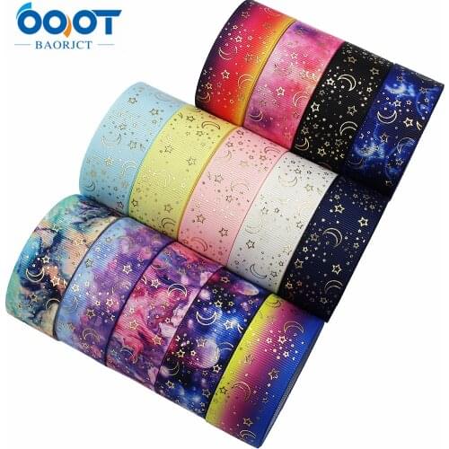 25MM 10Yards Color Gradient Stars Hot Silver Grosgrain Ribbons,Bow Cap Accessories Party Gift Wrap DIY Handmade L-201014-1210