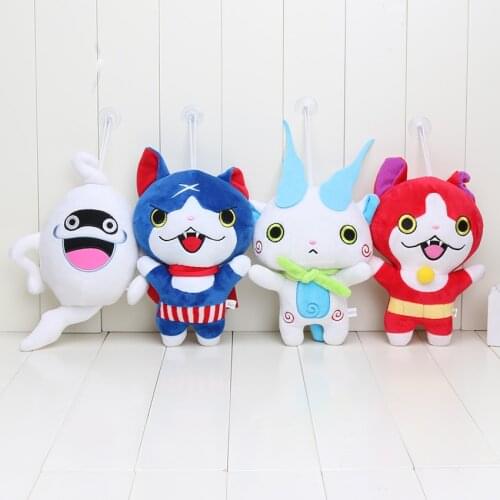 4pcs/set 20cm Yo-Kai Kawaii Yokai Watch Doll Jibanyan Komasan and Whisper Youkai Plush Toys Stuffed Dolls christmas