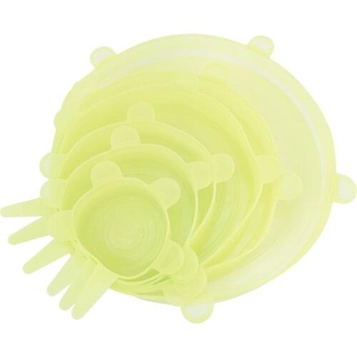 6Pcs Kitchen Universal Accessories Silicone Reusable Food Wrap Bowl Pot Cover Silicone Stretch Lids Cooking Cookware Tools