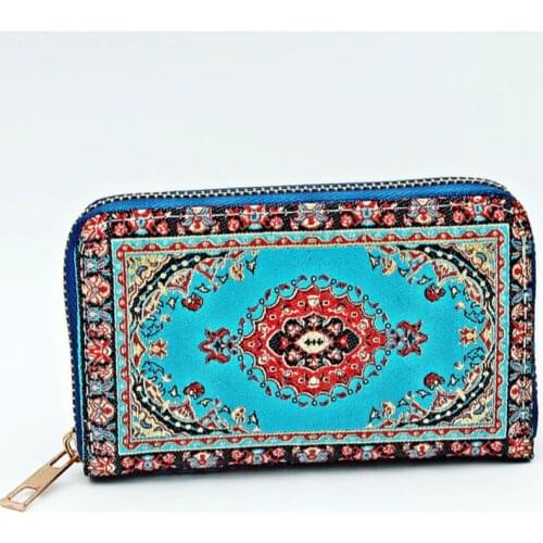 Authentic Anatolian Traditional Turkish Motifs and Figures Wallet Handbag Zipper Coin Wallet From Premium Fabric