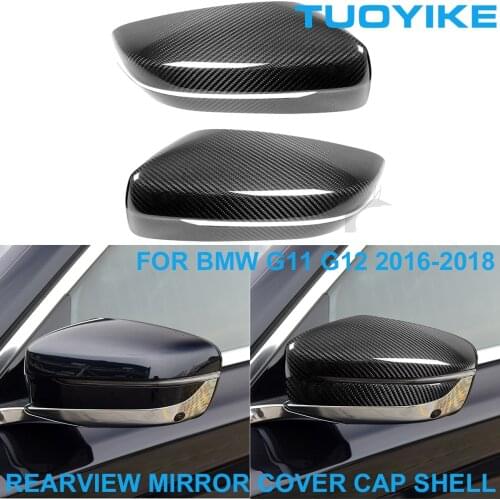 LHD RHD Car Styling Real Dry Carbon Fiber Rearview Rear Side Mirror Cover Cap Shell Trim Sticker For BMW G11 G12 740i 750i 16-18