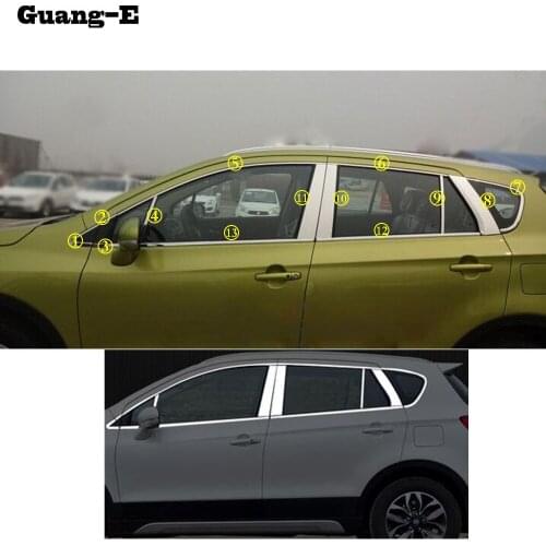 Car Styling Stainless Steel Glass Window Garnish Pillar Middle Column Trims For Suzuki S-Cross Scross SX4 2014 2015 2016 2017
