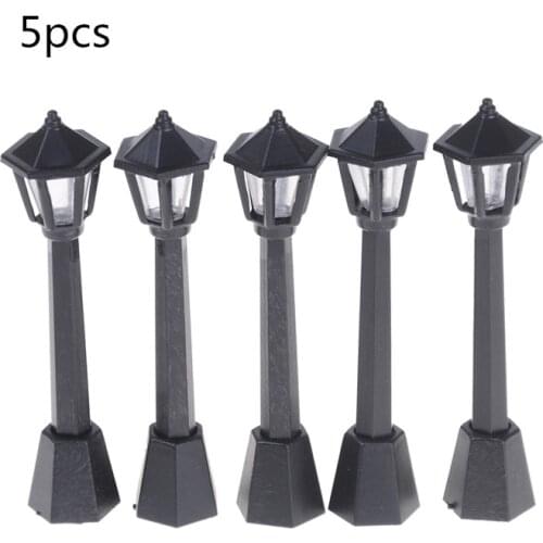 5Pcs/lot Black Lights Single Head Scale Lampposts Train N Scale Lights Model Garden Lamps Street Lamps Model Building