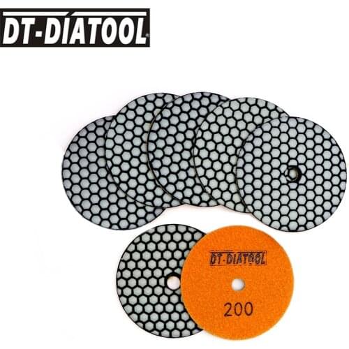 DT-DIATOOL 7pcs 4 Inch Dry Polishing Pad Flexible Resin 100mm Diamond Polishing Pads For Marble Concrete Floor Grinding Disc