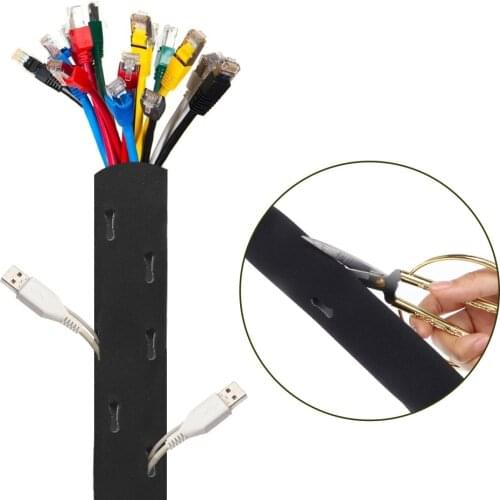 DIY Cable Management Sleeve Cuttable Braided Sleeves Cords Organizer Wire Hider Protector Flexible Neoprene For Office Computer
