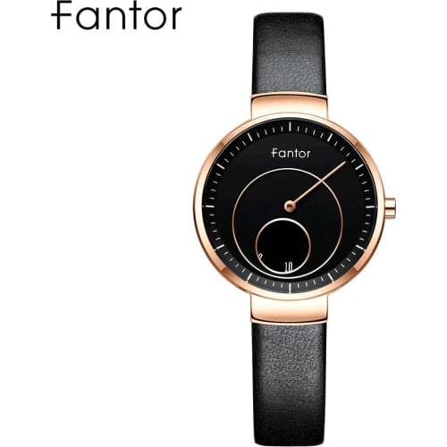 Fantor Fashion Brand Women Small Dial Elegant Ladies Leather Quartz Wristwatch Woman Wrist Watch Black