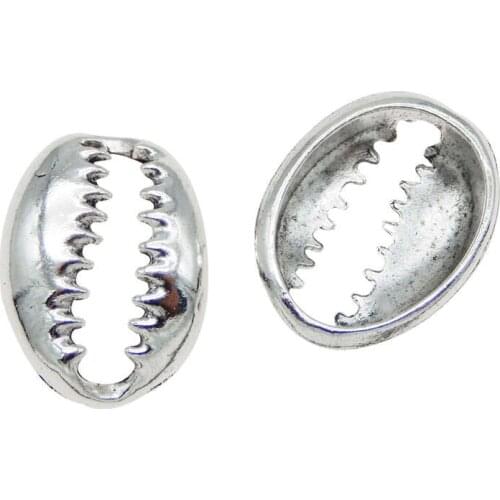 Julie Wang 10PCS Shell Charms Jagged Conch Alloy Antique Silver Color Connector Bracelet Jewelry Making Pendant Accessory