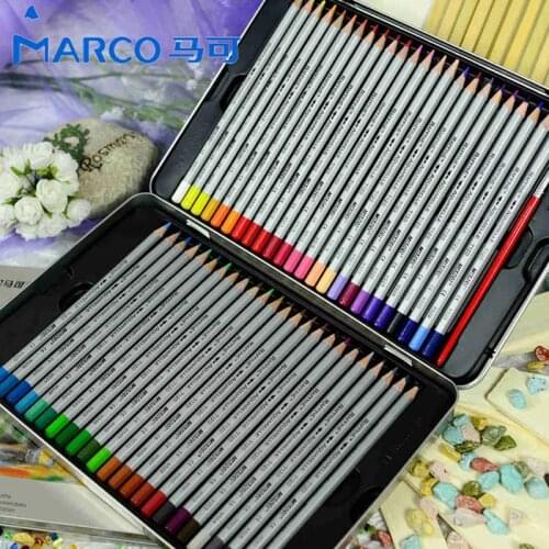 Original Marco Raffine Fine Art Watercolor Pencil 24/36/48/72 Water Soluble Pro Iron Boxed Color Pencils for Drawing Sketch