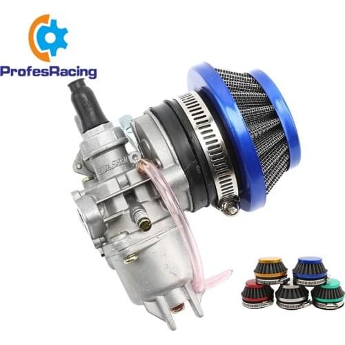 Motorcycle Carburetor + Steel 44mm Air Filter Red Blue + Stack for 47cc 49cc Mini Moto Dirt Pocket Bike ATV Quad Go Kart Buggy