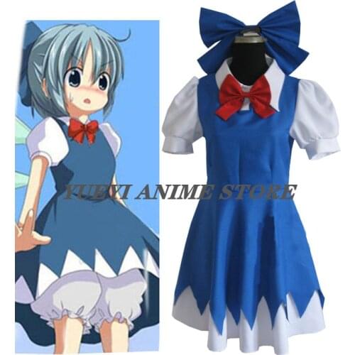 Anime Touhou Project Cirno Cosplay Costume Full Set cos Dress Custom Made