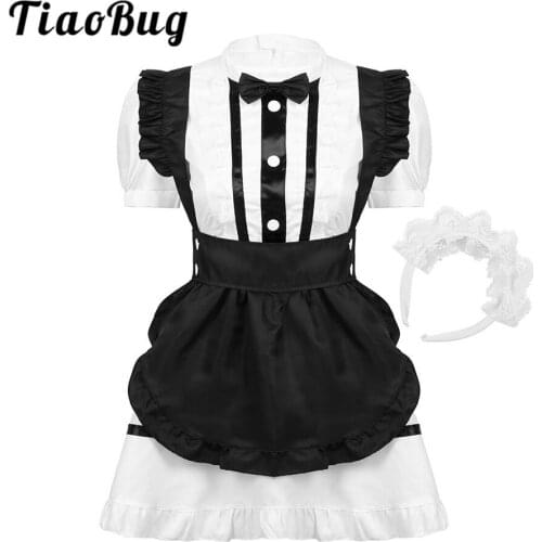 Women Halloween Outfit Japanese Style Anime Cosplay Party Role Play French Maid Costume Puff Sleeves Maid Dress Uniform Sets