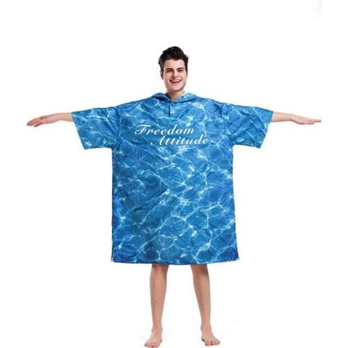 Water Wave Printing Changing Robe Bath Towel Fashion Outdoor Adult Hooded Beach Towel Poncho Bathrobe Towels Women Man Bathrobe