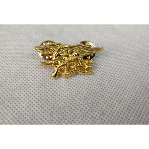 US NAVY SEAL EAGLE ANCHOR TRIDENT MINI MEDAL UNIFORM INSIGNIA BADGE PIN golden