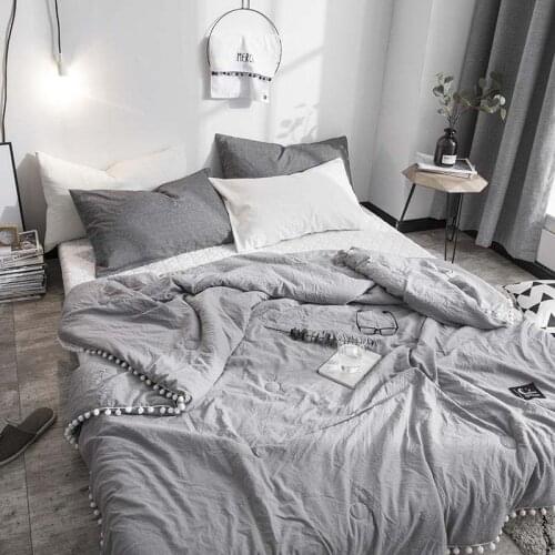 Washable Summer Air Condition Quilts with Ball Breathable Lightweight Throw blankets for Bed Sofa Travel Camping