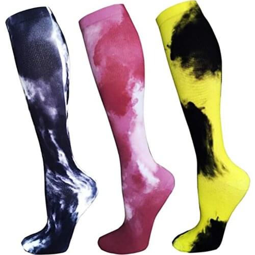 Men Women Compression Stockings Running Leggings Compression Socks Color Printing 3D Printing Marathon Socks