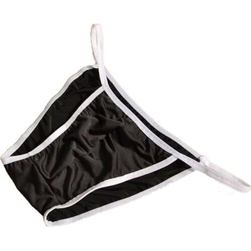 Black white Sexy men briefs underwear mens low-waist gauze panties