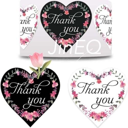 Heart Thank You Stickers Wedding Festival Party Favors 500pcs 1'' Paper Decorative Sticker Envelope Package Seal Label Stickers
