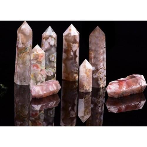 Natural Quartz Point Rose Quartz Wand Healing Stone Amethyst Hexagonal Prism Energy Ore Pyramid Home Decoration