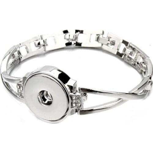New Snap Jewelry Bracelet Rhinestone DIY Charms Bracelet&Bangles Fit 18mm Snaps Silver Color Bracelets For Women