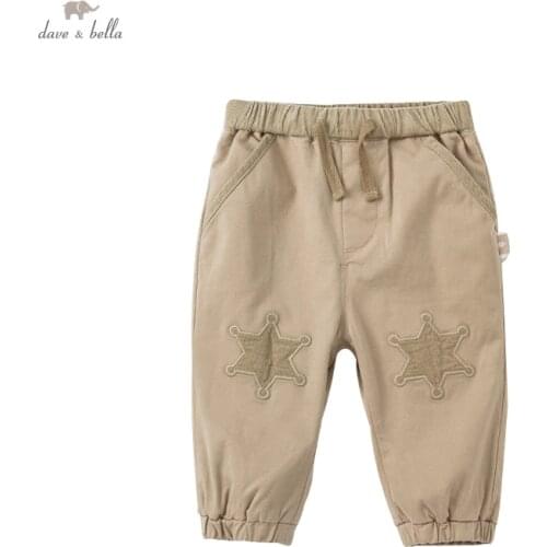 DBA18740 dave bella autumn baby boys fashion cartoon pockets pants children full length kids boy pants infant toddler trousers