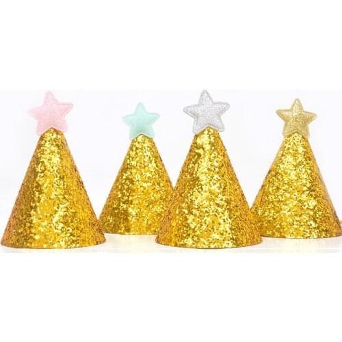 Twinkle Little Star Glitter Birthday Party Hats Fabric Kids Pets Adults Party Accessories Baby Show Hats Cake Decorating Tools