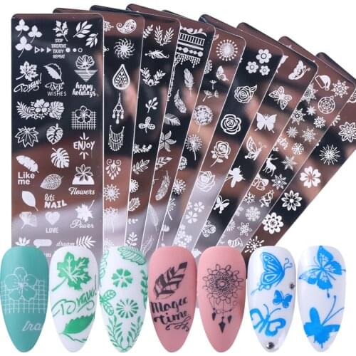 1pcs Nail Stamping Plates Flower Leaf Geometry Animals Image Stamp Templates Dreamcatch N01-12Manicure Print Stencil Tools