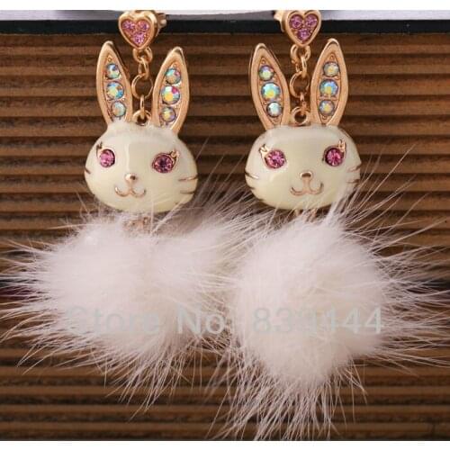 2014 Christmas Gift Fashion Jewelry Colorful Rabbit Crystal Earrings