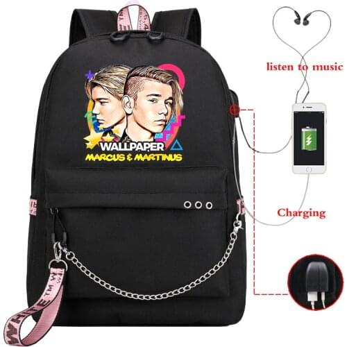 Marcus and Martinus Backpack School Bags for Teenage Girls Womens Backpacks Usb Charging Laptop schoolbag bag Travel Rucksack