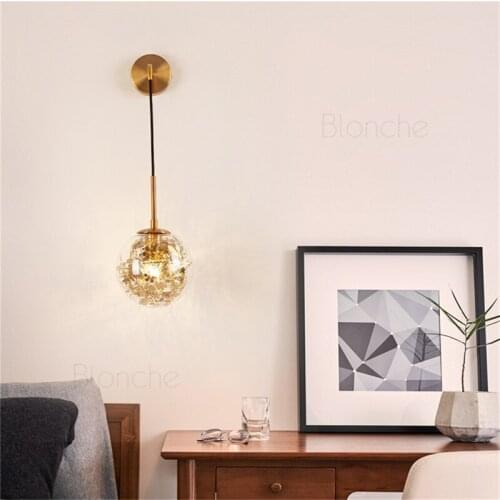 Nordic Gold/black Glass Wall Lamps for Bathroom Bedroom Stair Lights Mirror Lights Home Decor Wall Sconces Led Fixtures Decor