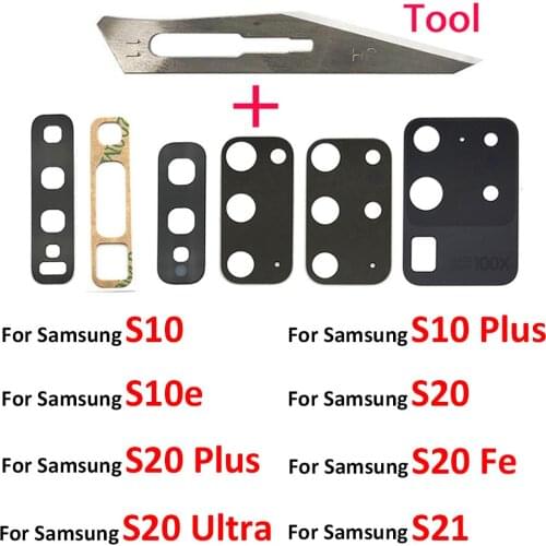 2Pcs/Lot, Back Camera Glass Lens For Samsung Galaxy S10 5G S10e S10 Plus S20 Plus Ultra A11 A01 A21s S20 fe M31s With Tape