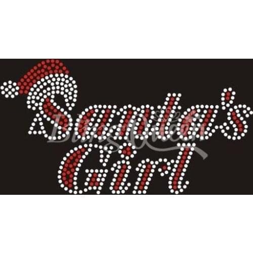 BlingQueen 25PCS/LOT Hot Fix Rhinestone Transfers Santas Girl Design