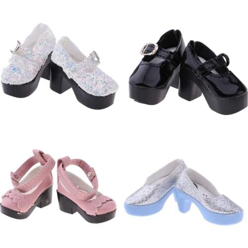 1Pair 6.3cm Lace Design PU Leather Shoes For 1/4 BJD SD Doll Shoes As for 45cm Xinyi Doll Shoes Doll Accessories for Girl Gift
