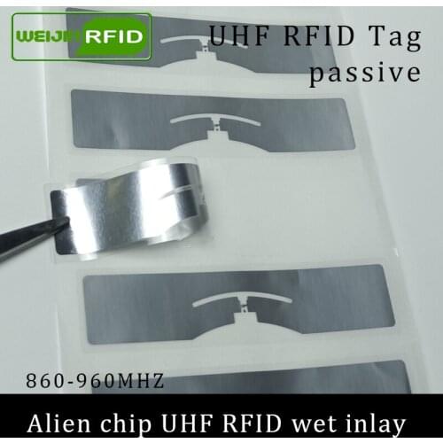UHF RFID tag sticker Alien 9654 wet inlay 915mhz 900 868mhz 860-960MHZ Higgs3 EPCC1G2 6C smart adhesive passive RFID tags label