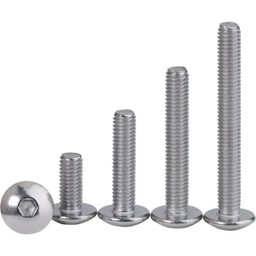 304 Stainless Steel Large Flat Head Hexagon Socket Head Screw Half Round Head Screw Umbrella Head M6 M8 10PCS